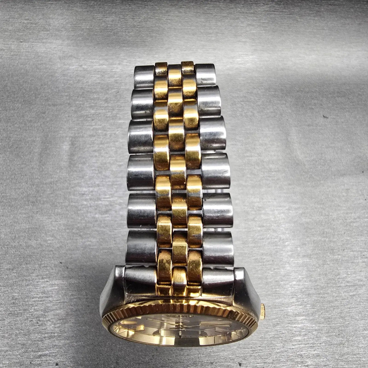 Seiko President Watch Men 35mm Silver Dial Two Tone Daydate 5Y23-8A68 New Batt4
