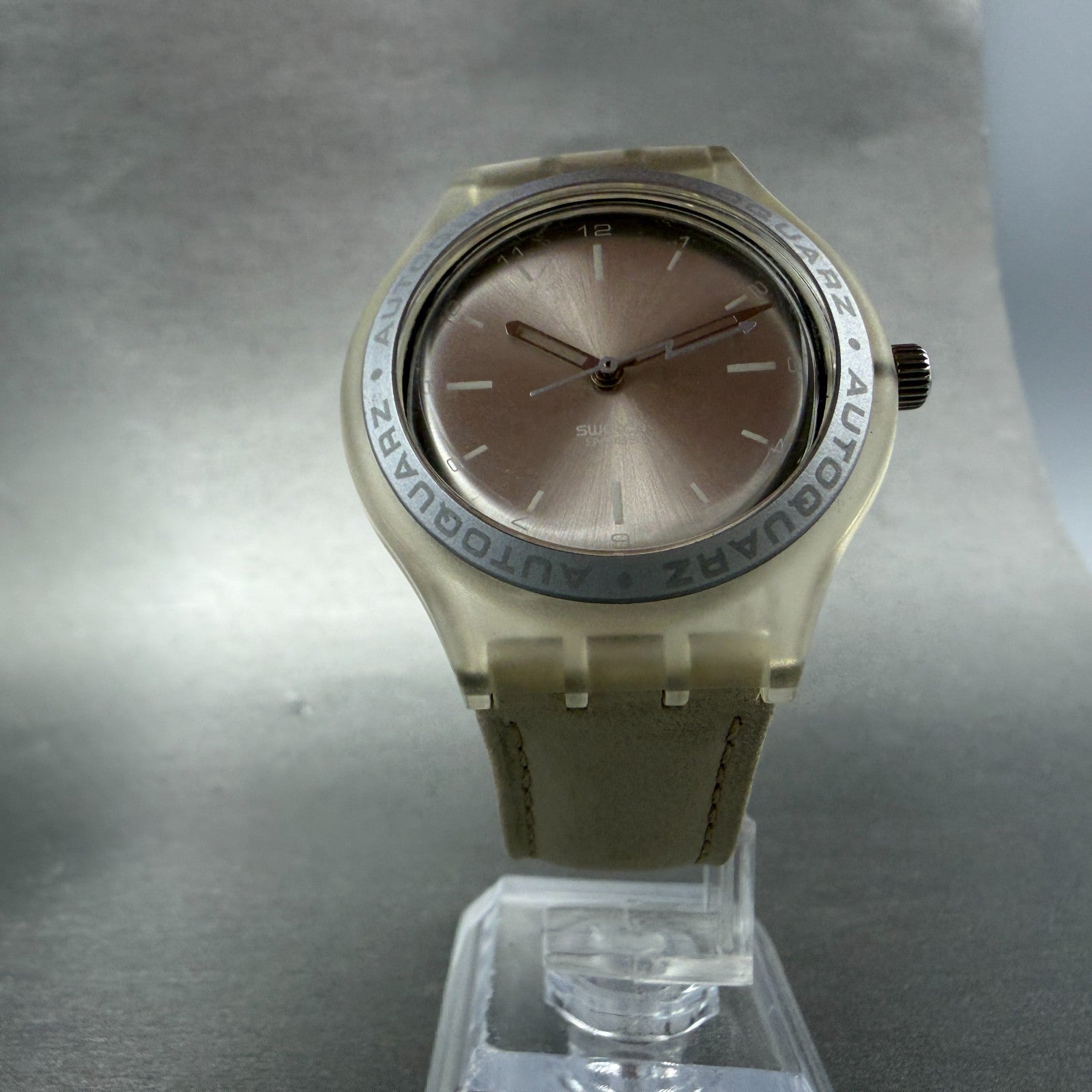 Swatch Auto Quartz Less Is More Watch Unisex 37mm Silver Dial Clear STK100 PARTS6