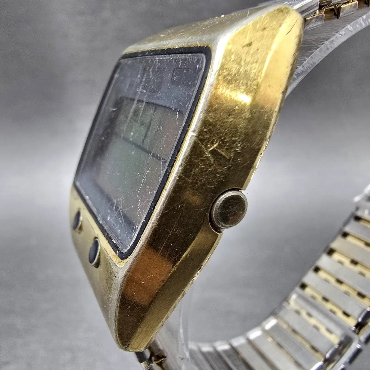 Seiko Digital Watch Men 35mm Chronograph M159-5059 Rectangle VTG PARTS3