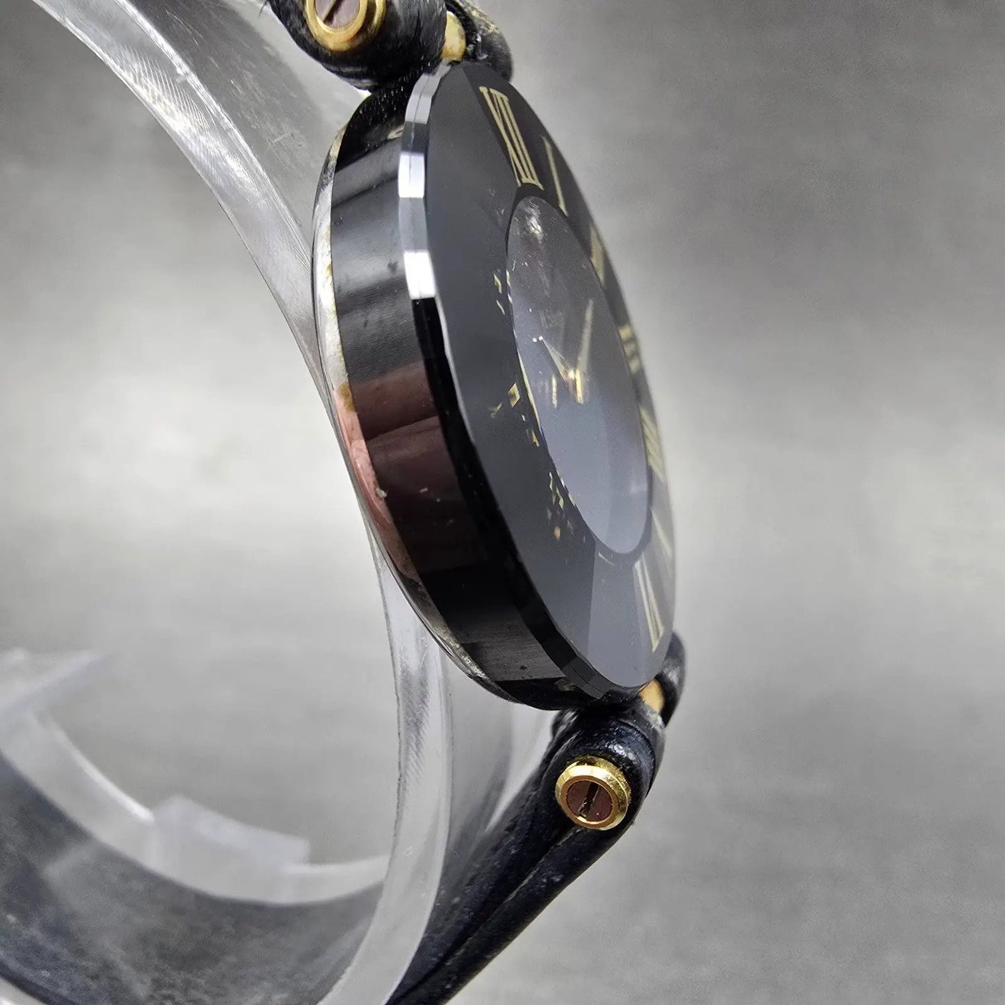 H stern Safira Watch Women 24mm Blue Dial 18K Gold Steel Round New Battery3