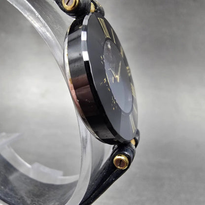 H stern Safira Watch Women 24mm Blue Dial 18K Gold Steel Round New Battery3
