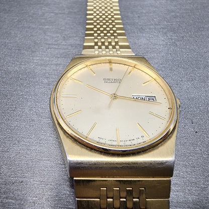 Seiko Watch Men 33mm Cream Dial Gold Tone Daydate Round 5Y238119 PARTS3
