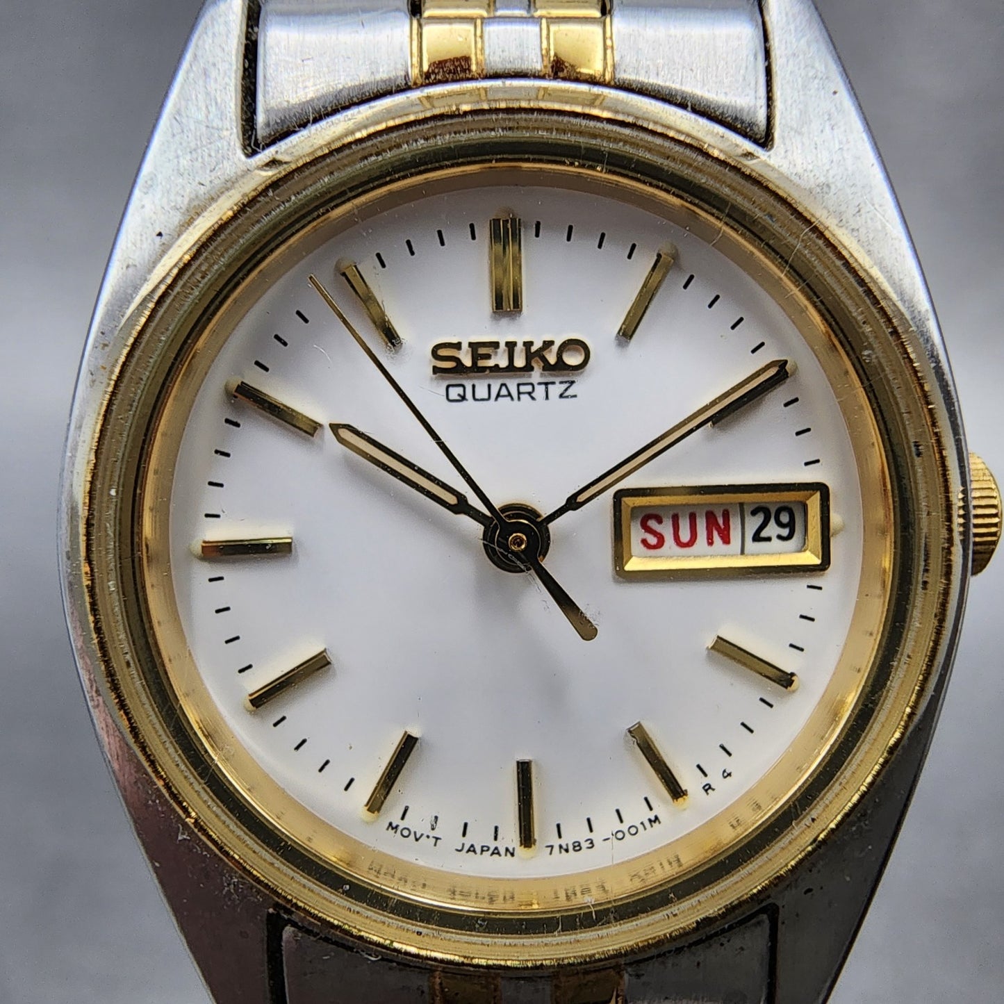 Seiko Watch Women 25mm White Dial Two Tone Daydate 7n430011 Round New Battery1