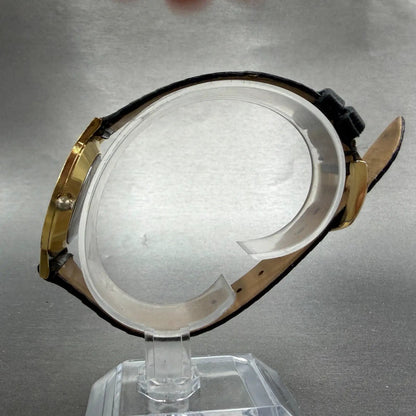 Movado Museum Watch Men 31mm Black Dial Gold Tone Round 87-45-882 New Battery N67