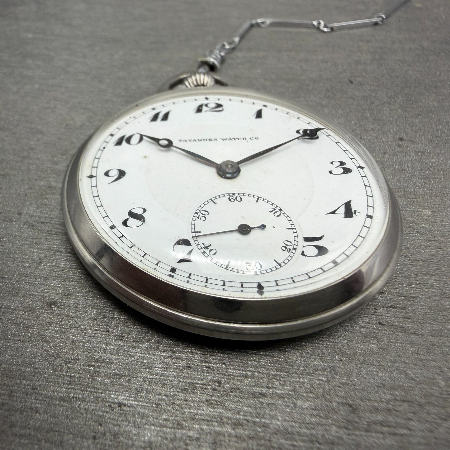 Tavannes pocket Watch 44mm White Dial Silver Tone 17 Jewels Manual Wind PARTS3