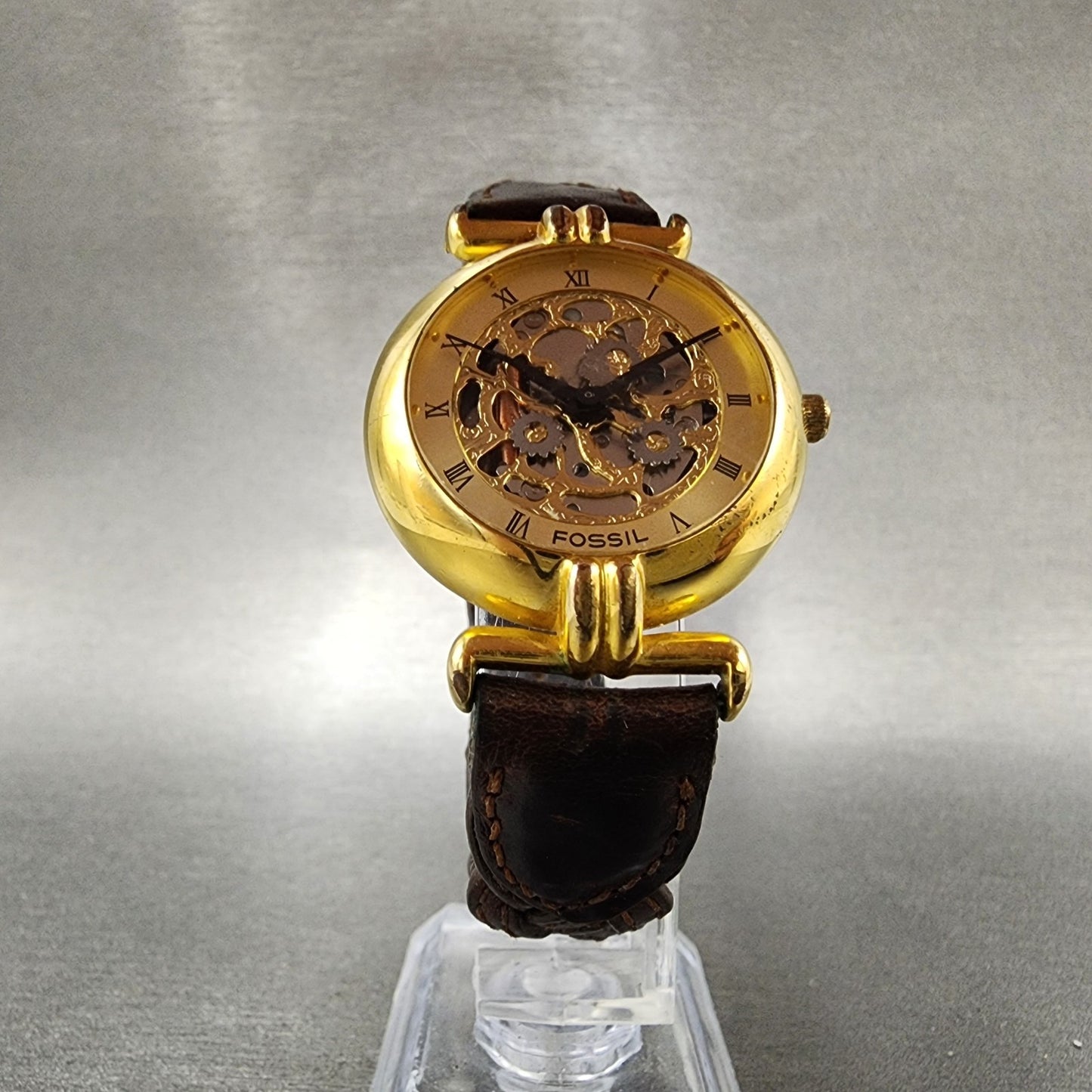Fossil Watch Women 32mm Champagne Dial Skeleton Dial gold Tone Round New Batt3
