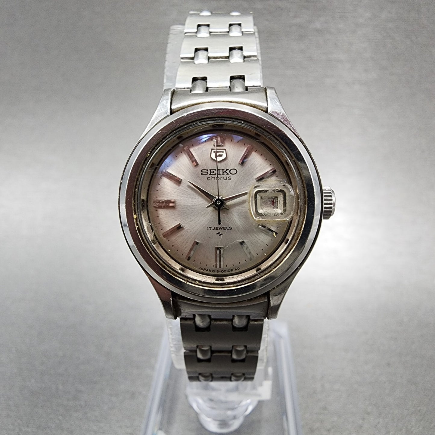 Seiko Chorus Watch Women 25mm Silver Dial Silver Tone Date Manual 21180200 Runs0