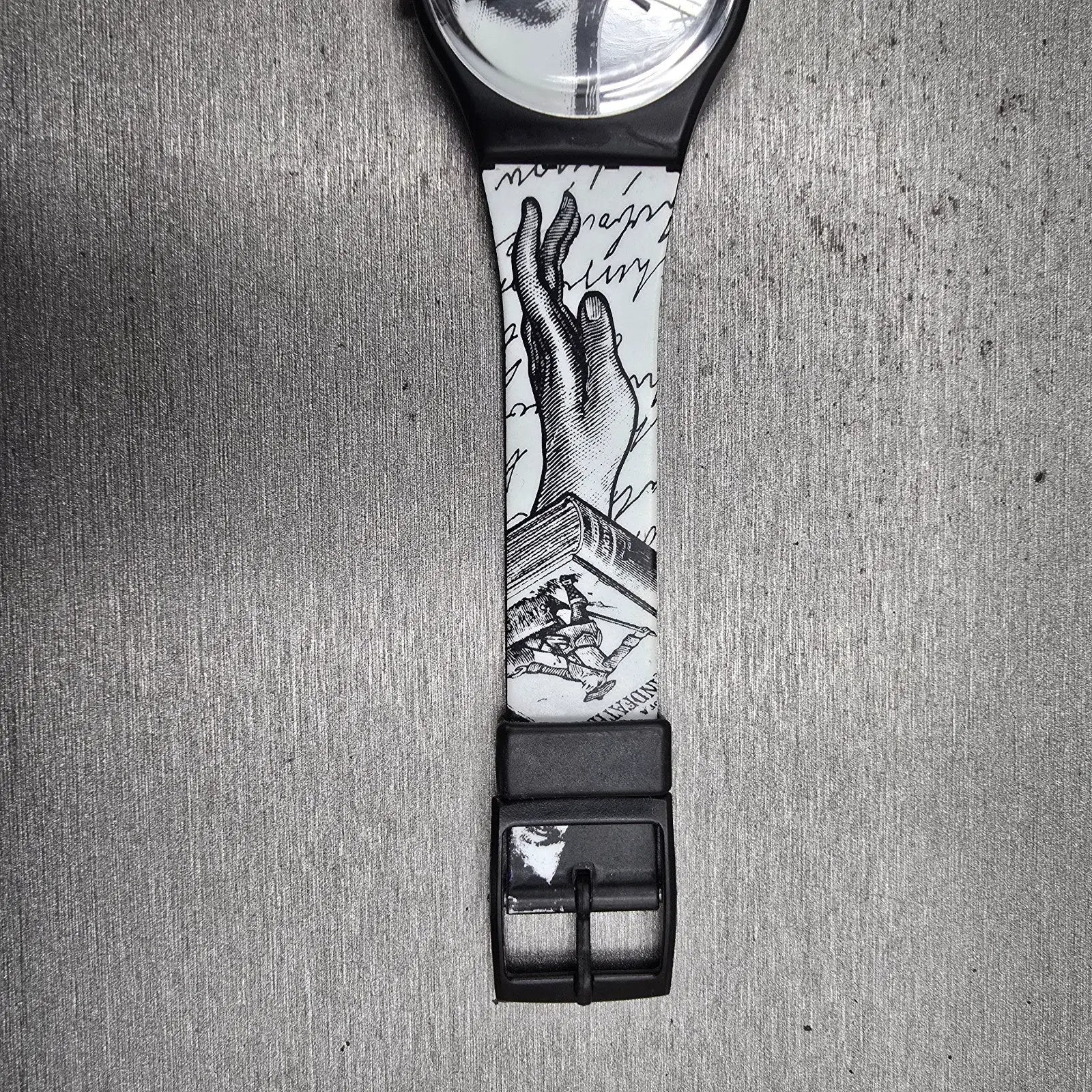 Swatch Gent GLANCE Watch Men 34mm Silver Dial Black Case Round GB149 New Batt L11
