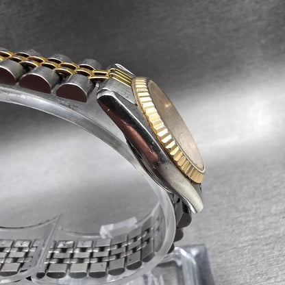 Seiko SQ Watch Women 24mm Gold Dial Two Tone Daydate Round 3E23-0A69 New Batt 1K3