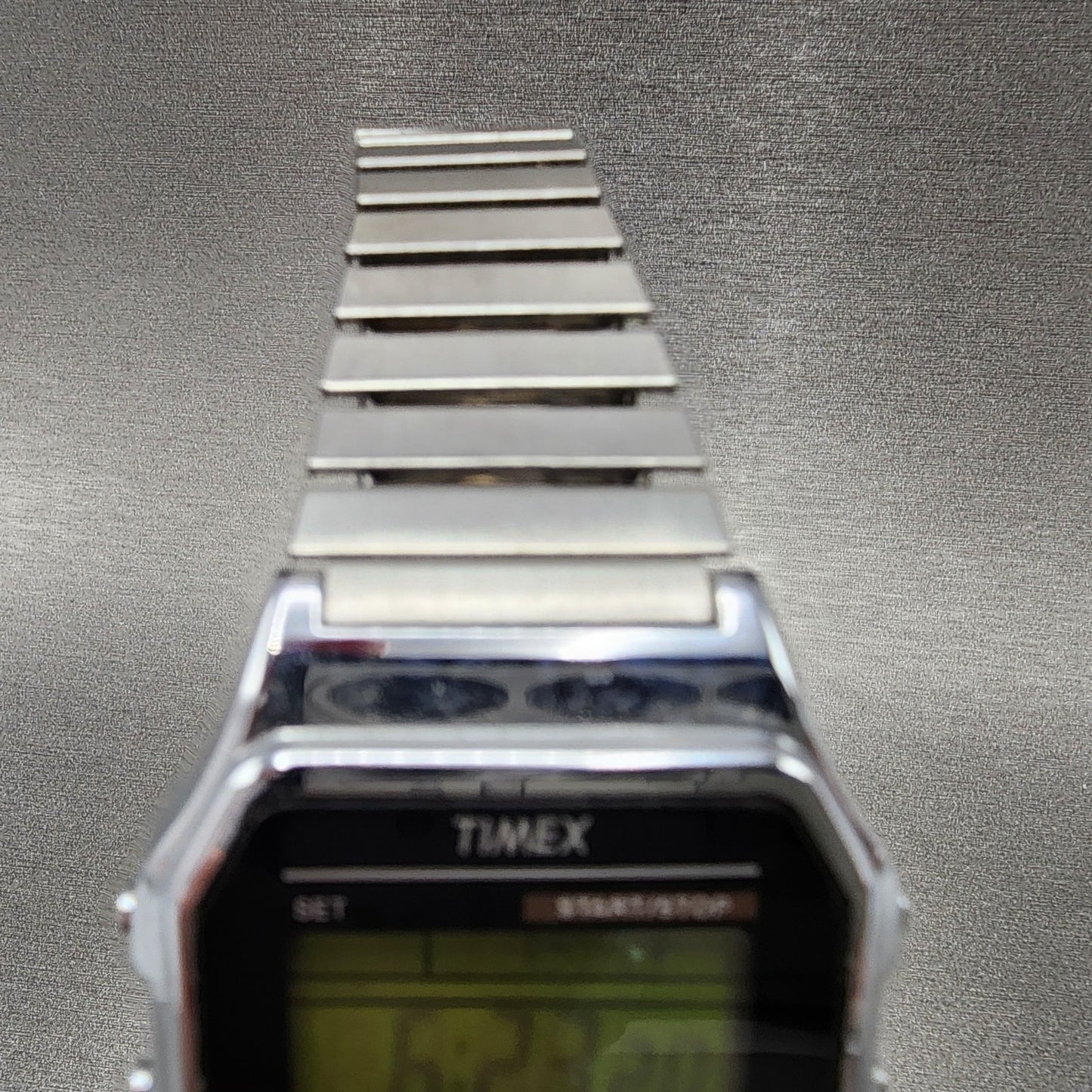 Timex Indiglo Digital Watch Men 36mm Digital Silver Tone Alarm Chrono New Batt