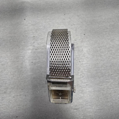 Seiko Watch Women 16mm Brown Dial Silver Tone Rectangle Manual 11-3840 Works4