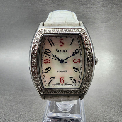 Stauer Watch Women 34mm MOP Dial Steel Diamond Accents 15510 New Battery