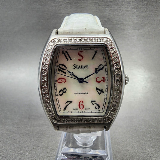 Stauer Watch Women 34mm MOP Dial Steel Diamond Accents 15510 New Battery