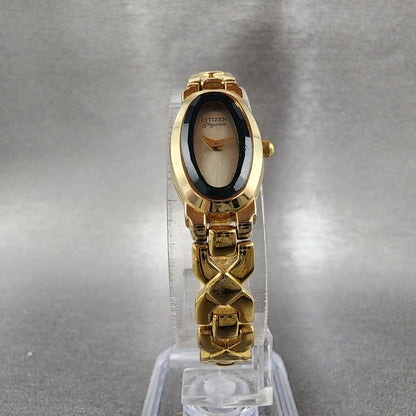 Citizen Elegance Watch Women 15mm Green Dial Gold Tone 5421-S49925 New Battery