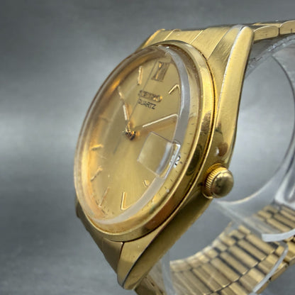 Seiko Watch Men 33mm Champagne Dial Gold Tone Date Round 7n42-6a60 New Battery 42