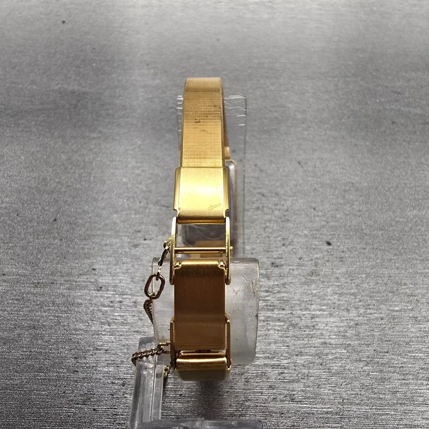 Seiko Watch Women 13mm Gold Dial Gold Tone Rectangle 1320-5780 New Battery VTG7