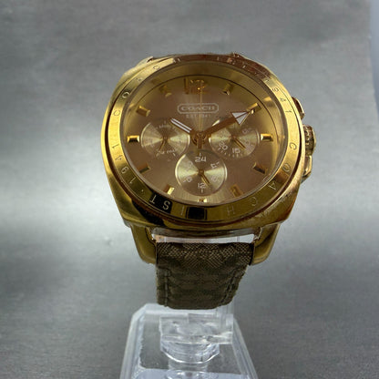 Coach Boyfriend Watch Women 38mm Champagne Dial Gold Tone Round New Battery A5
