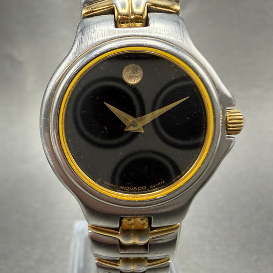 Movado Museum Watch Women 25mm Black Dial Two Tone Round 81.A1.827.2 New Battery0