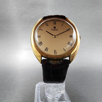 Universal Geneve Watch Men 36mm Champagne Dial Gold Tone Round 542111 Runs