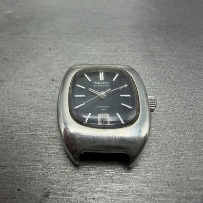 Seiko Automatic Tank Watch Women 24mm Blue Dial Steel Date 2205-3031 PARTS3