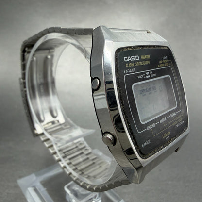 Casio 83QS-27 Watch Men 36mm Black Dial Silver Tone Alarm Chrono New Batt ABC3