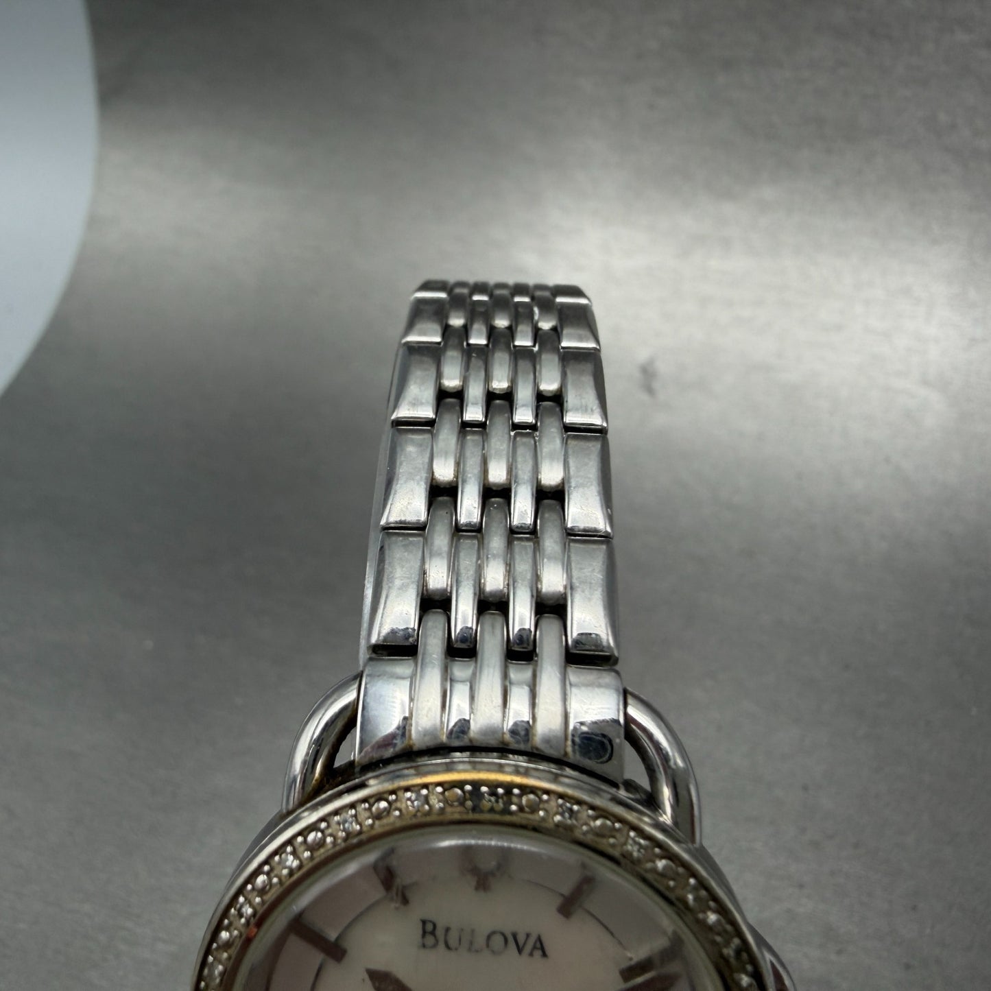 Bulova Watch Women 31mm MOP Dial Silver Tone Round Diamonds 96R146 New Battery4