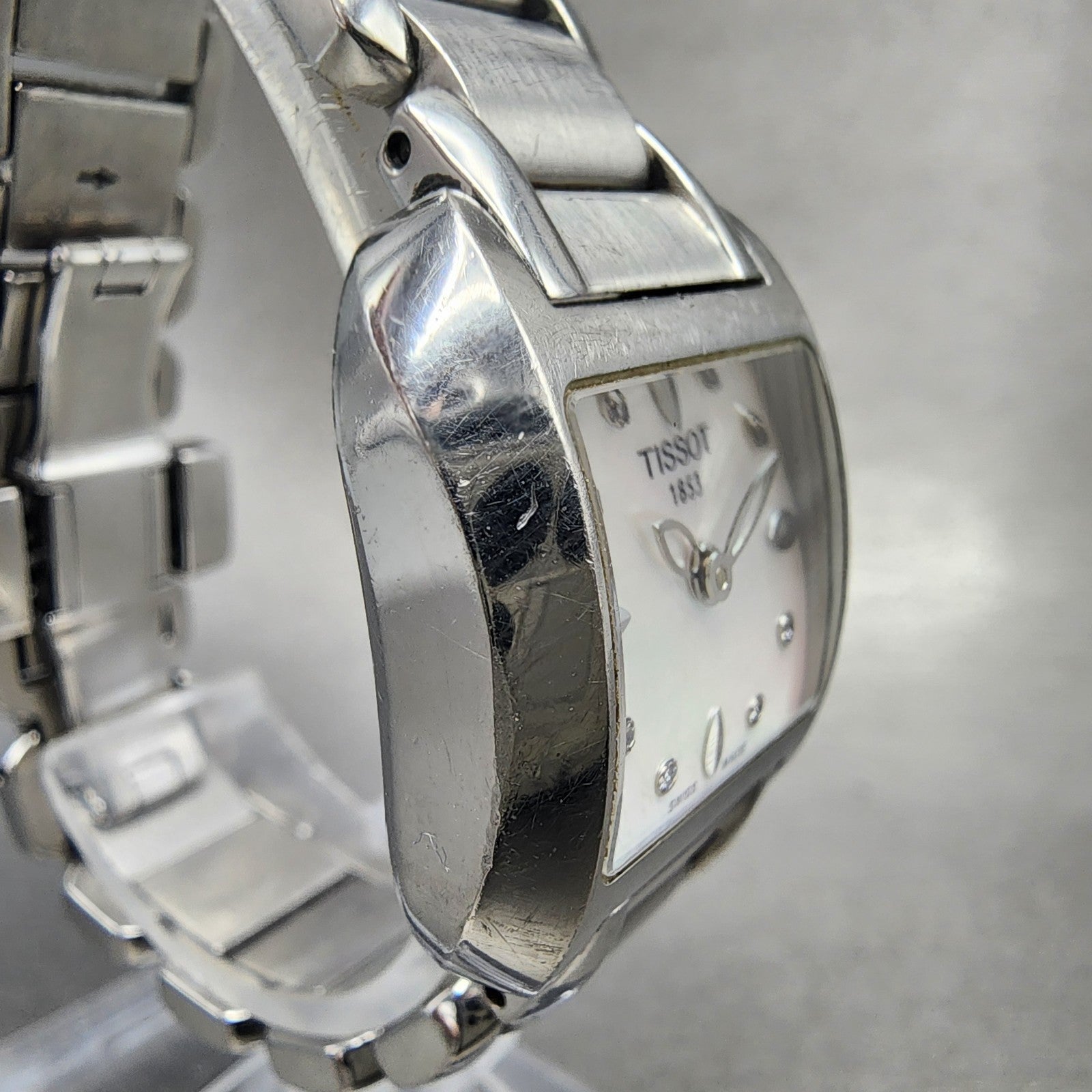Tissot TWave Tank Watch Women 24mm MOP Dial Steel Rectangle L750/850 New BattAB3
