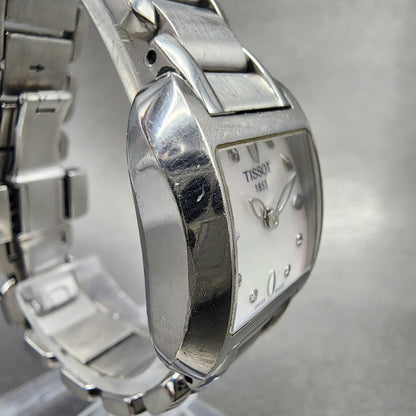 Tissot TWave Tank Watch Women 24mm MOP Dial Steel Rectangle L750/850 New BattAB3