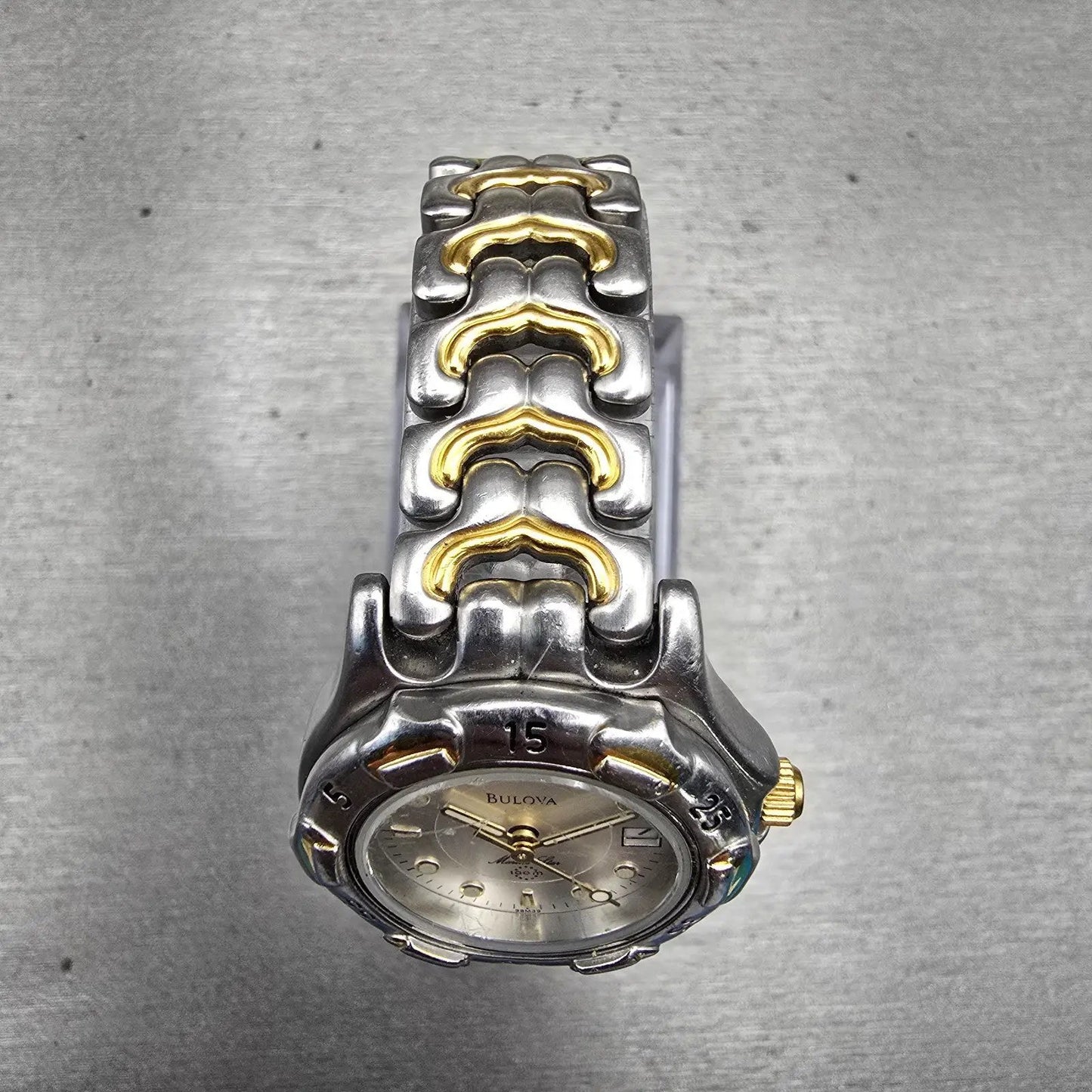 Bulova Marine Star Watch Women 27mm Silver Dial Two Tone Date 98M39 New Battery4