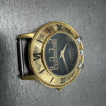 Bulova Accutron Watch Women 28mm Black Dial Gold Tone Diamond Bezel New battery6