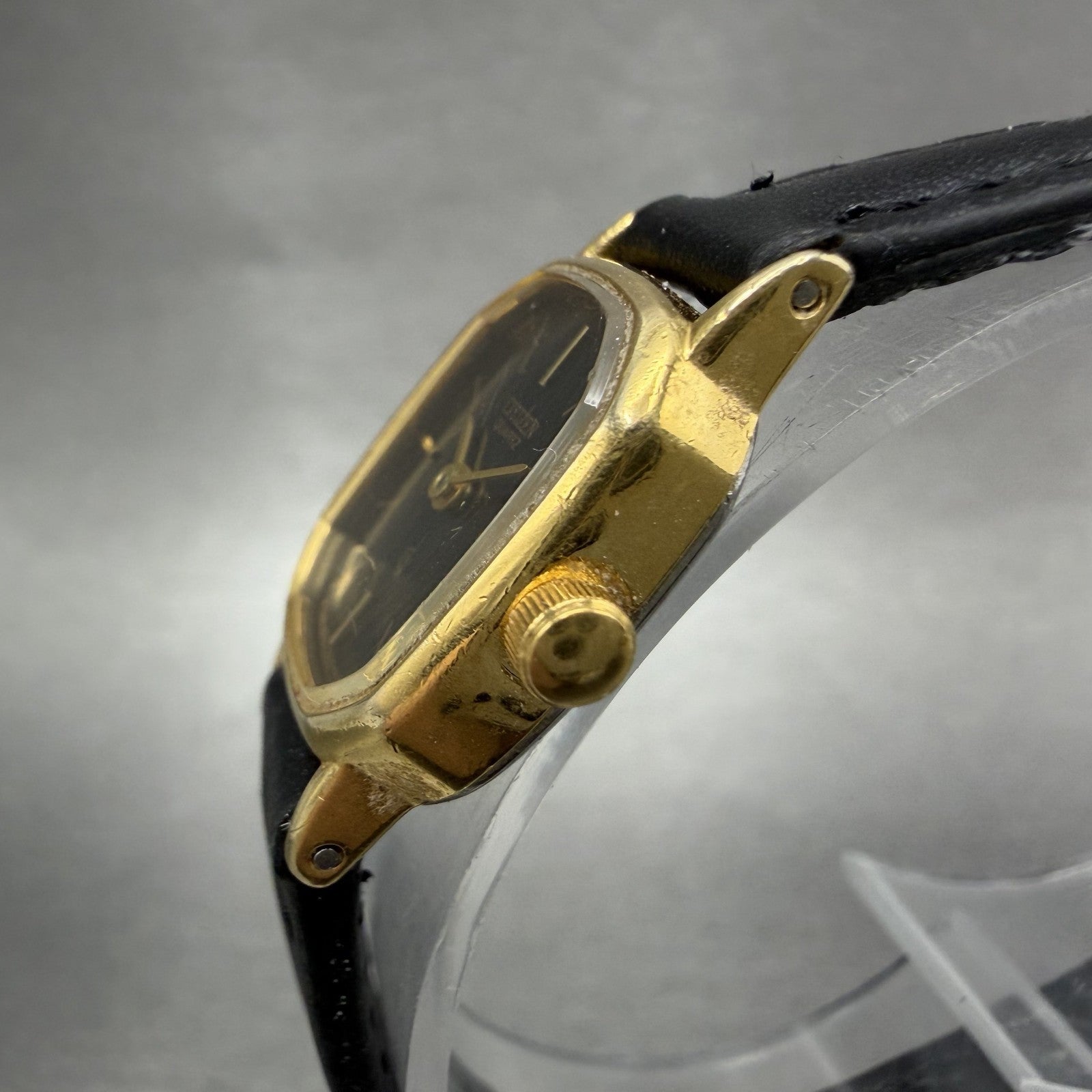 Citizen CQ Watch Women 17mm Black Dial Gold Tone Octagon 5920S49810 New Batt2