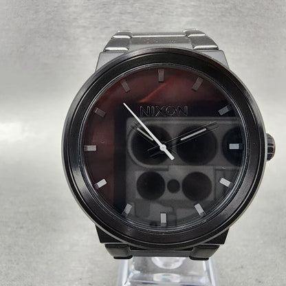 Nixon Cannon Watch Men 40mm Black Dial Black Tone Round Bracelet new Battery