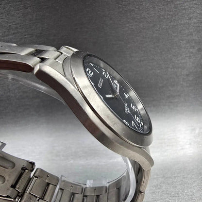 Seiko Watch Men 37mm Black Dial Titanium Daydate Round 7N43-0AB0 New Battery3
