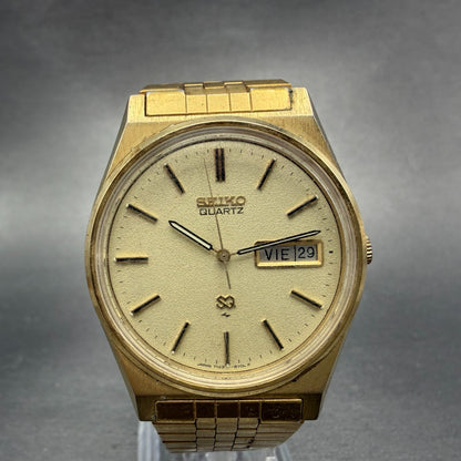 Seiko SQ Watch Men 34mm Champagne Dial Gold Tone Daydate 7123-8439 PARTS VIntage0