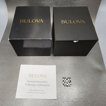 Bulova Quadra Tank Watch Men 31mm Blue Dial Silver Tone Rectangle 96D139 W/Box13
