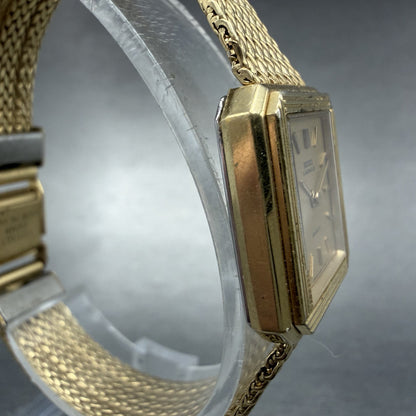 Seiko Lassale Tank Watch Women 20mm Champagne Dial Gold Tone VTG 2320-6039 PARTS4