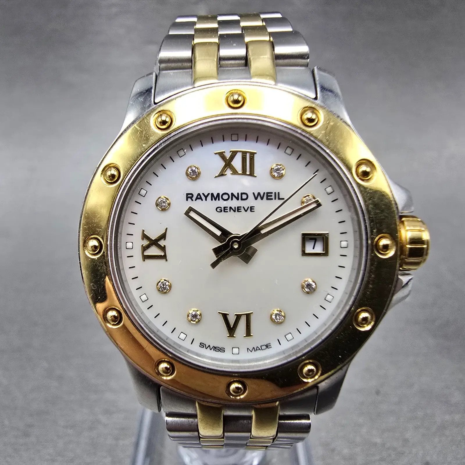 Raymond Weil Tango Watch Women 28mm MOP Dial Two Tone Date 5399 New Battery0