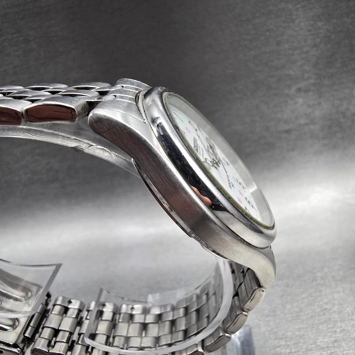 Seiko Railroad Approved Watch Men 37mm White Dial Silver Daydate 7N43-9A00 Runs4