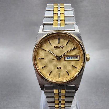 Seiko SQ Watch Women 23mm Champagne Dial Two Tone Dyadate 2a230029 New Batt ABC0