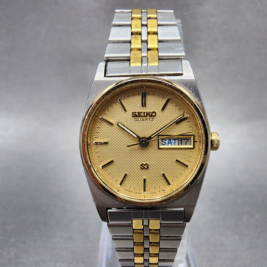 Seiko SQ Watch Women 23mm Champagne Dial Two Tone Dyadate 2a230029 New Batt ABC0