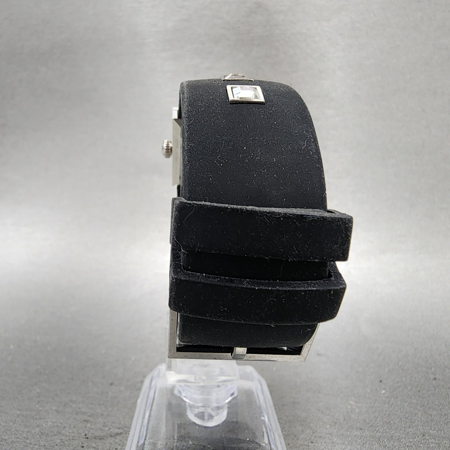 Swarovski Elis Tank Watch Women 23mm Black Dial Silver Tone Square New Battery7