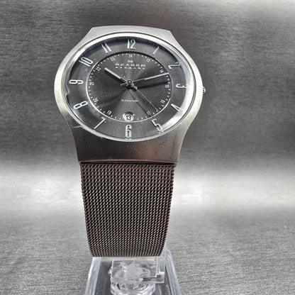 Skagen Watch Men 37mm Black Dial Titanium Date Round 233XLTTM New Battery FTG5