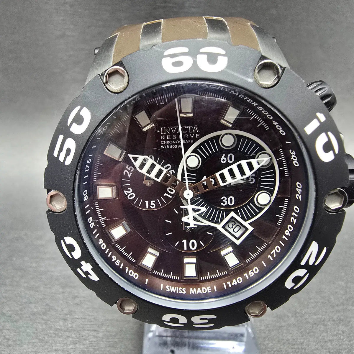 Invicta Reserve Specialty II Chronograph Watch Men 51mm Brown Dial Black Date0