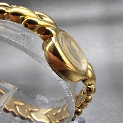 Bulova Watch Women 20mm Cream Dial Gold Tone Round Hearts 97S59 New Battery3