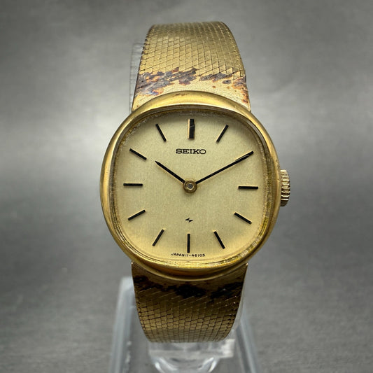Seiko Watch Women 21mm Champagne Dial Gold Tone Round Manual 11-4670 Runs VTG0