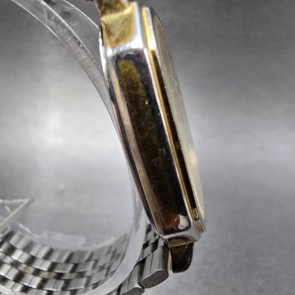 Seiko Tank Watch Men 30mm Champagne Dial Gold Tone Octagon 6431-5030 PARTS4