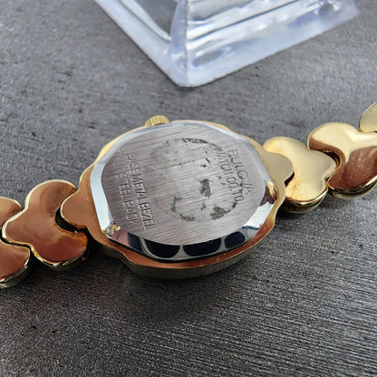 Bulova Watch Women 17mm Black Dial Gold Tone Round 92F59 New Batt NOS11