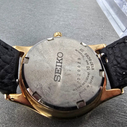 Seiko Solar Watch Women 29mm White Dial Rose Gold Tone Titanium Date Round Runs9