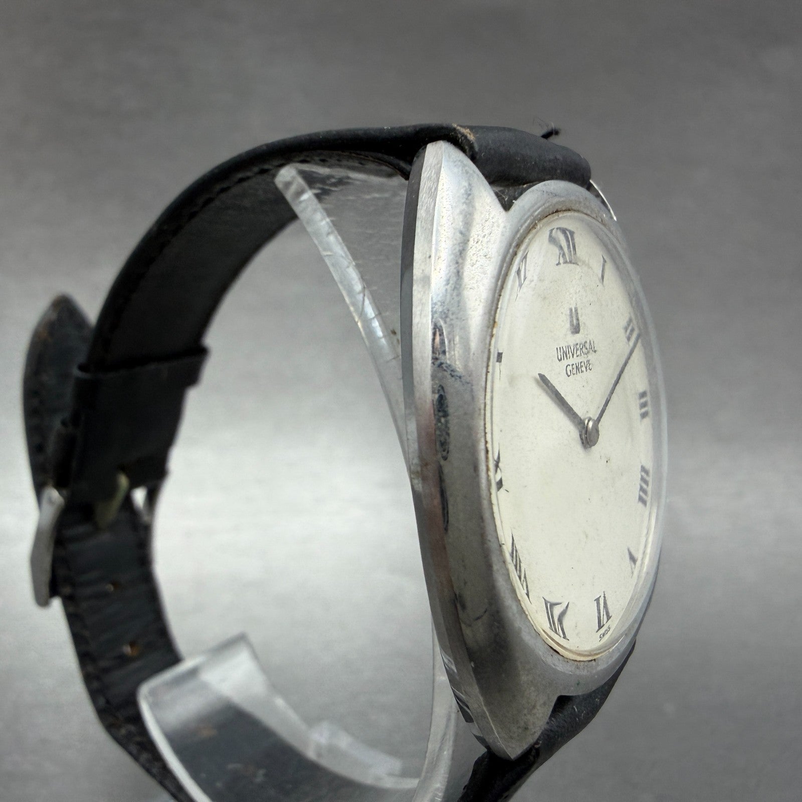 Universal Geneve Watch Men 35mm White Dial Steel Manual Wind 842111 Runs3