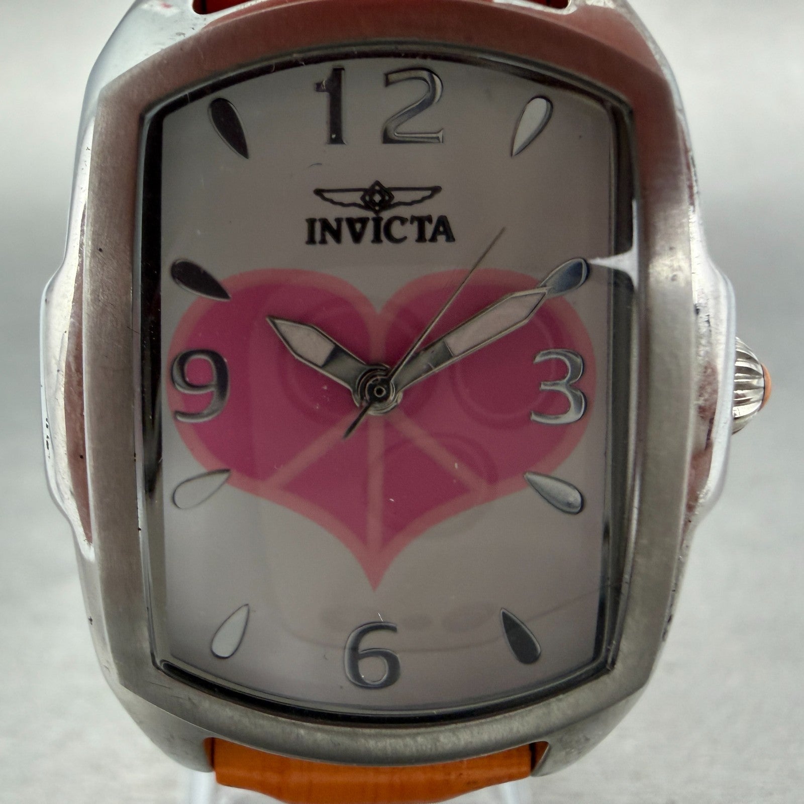 Invicta Lupah Watch Women 29mm White Dial Silver Tone 19840 New Batt Pink Heart1
